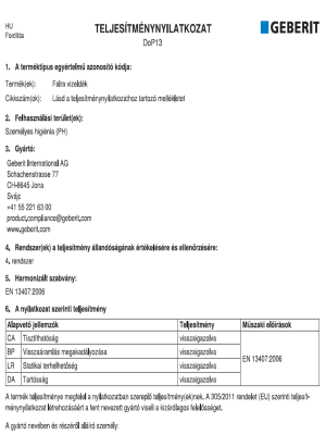 Declaration of Performance - Geberit Mepla and Mapress Therm Declaration of Performance - Geberit Mepla and Mapress Therm