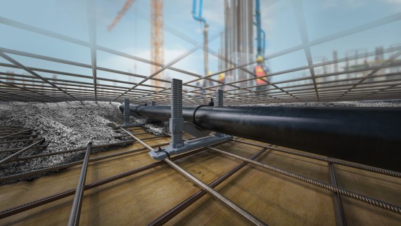 Betonba ágyazott Geberit PE bekötővezeték Betonba ágyazott Geberit PE bekötővezeték