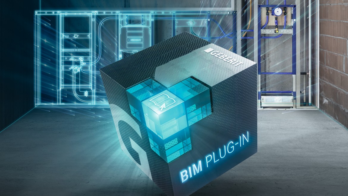 BIM plug-in négyzetes fürdőszoba építési terület koncepcióval a háttérben