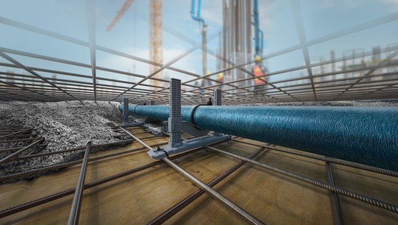 A Geberit Silent-db20 használata betonfödémben bebetonozható csőbilincs segítségével