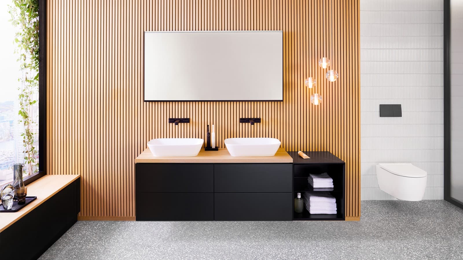 Geberit ONE fürdőszoba pultra ültethető mosdóval (© Geberit) Geberit ONE fürdőszoba pultra ültethető mosdóval (© Geberit)