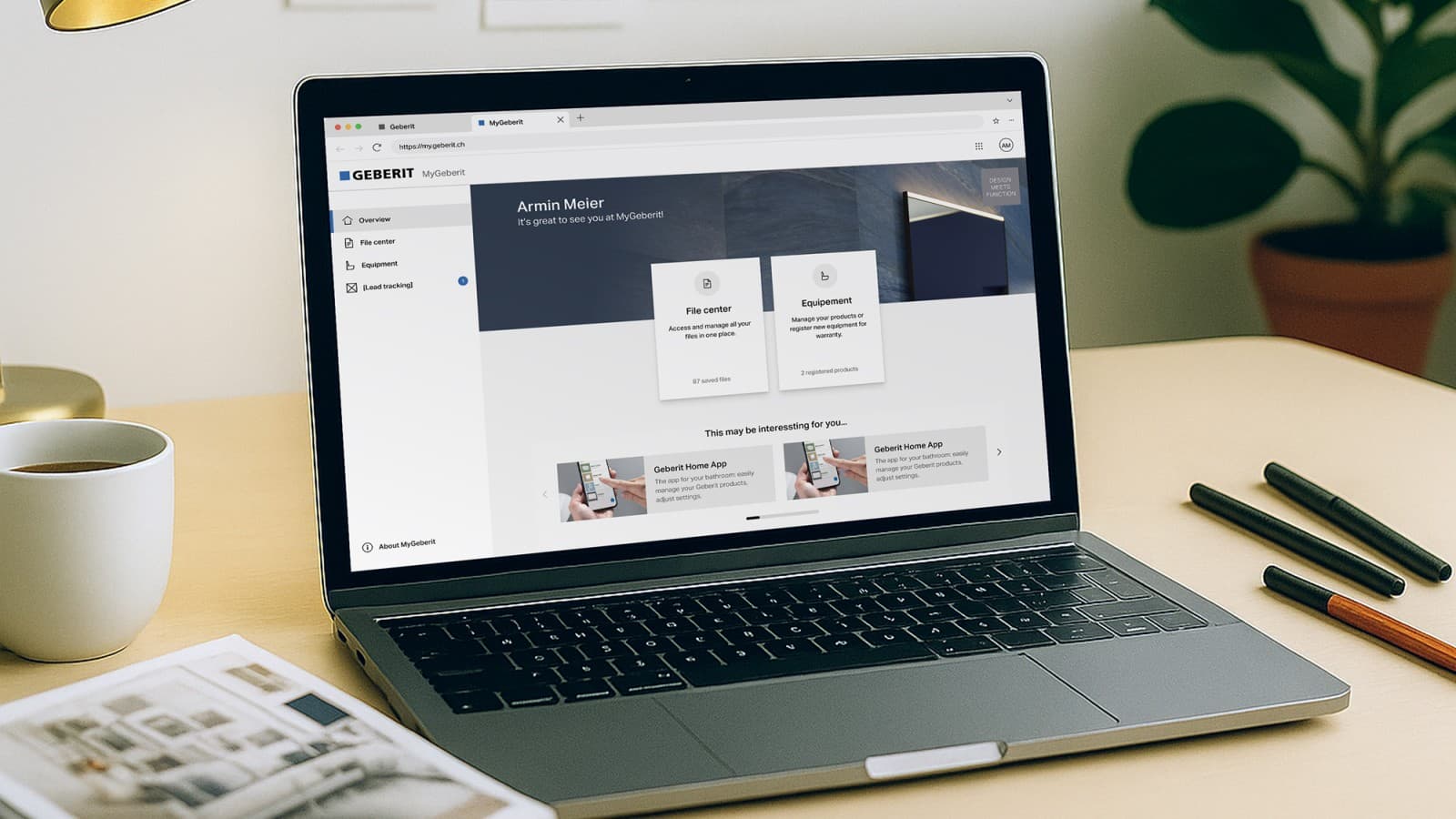 Geberit ügyfélportál laptopon Geberit ügyfélportál laptopon