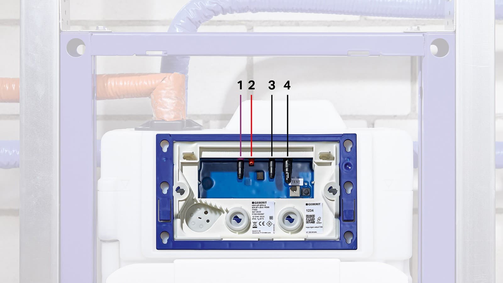 Falba rejtett öblítőtartály HS30 higiéniai öblítőberendezéssel (© Geberit) Falba rejtett öblítőtartály HS30 higiéniai öblítőberendezéssel (© Geberit)